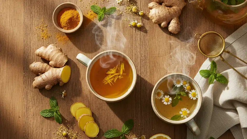 Chás naturais poderosos que melhoram as dores dos pés
